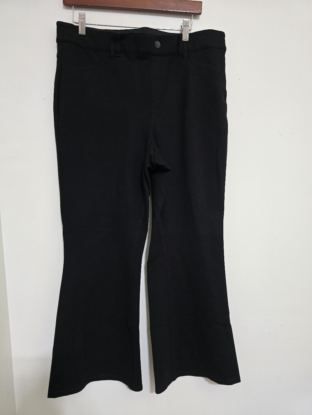 VERSONA size XL Pull On Stretch Wide Leg Flared Knit Casual Dress Pants Black